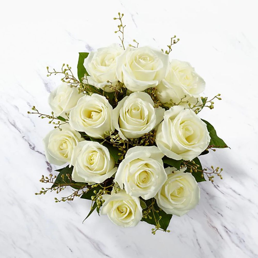 white roses bouquet